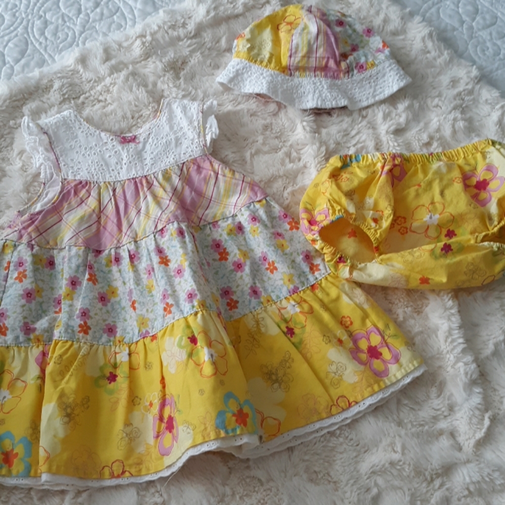Baby girl childrens place spring dress 6-9m yellow
